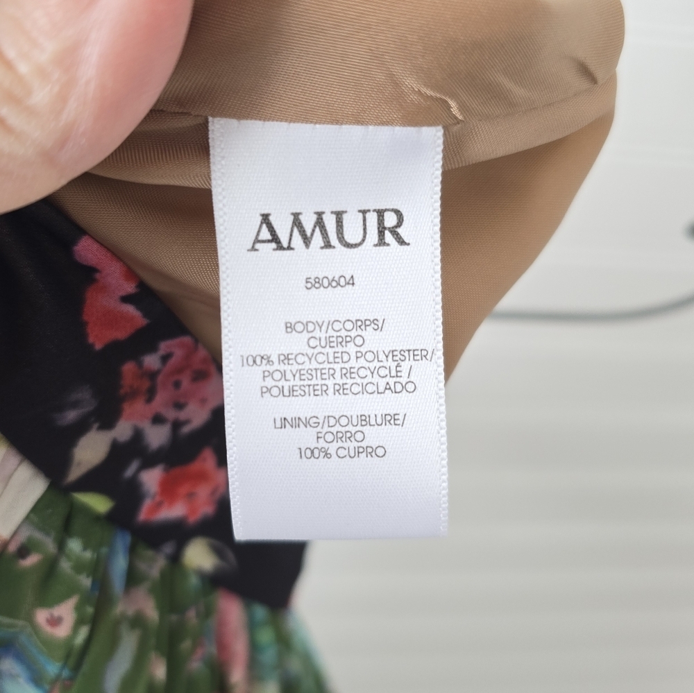 Amur Mica Skirt Tri Color Floral Pleated Hankerchief Hem Midi Skirt 4 - Picture 9 of 10